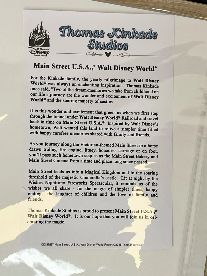 Impresión Disney Art of Disney Thomas Kinkade Main Street U.S.A. 18x14 Foto 3 de 4