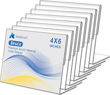 8 pack Acrylic Sign Holder 4 x 6 Inches,Clear Plastic Sign Holder Paper Photo Di