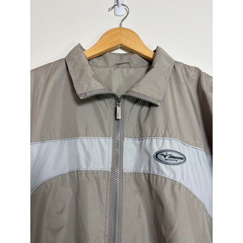 Mizuno, Mizuno Sports Vintage Windbreaker Jacket Taupe Grey Colorblock Mesh Lined L/XL