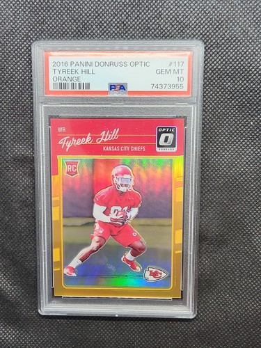 2016 Donruss Optic Tyreek Hill RC #117 Orange Prizm /199 PSA 10