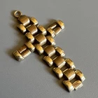 9ct Yellow Gold 375 Cross Pendant Fancy Watch Link Articulated Design 33mm 1.76g