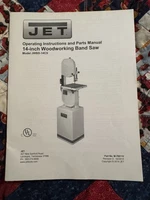 Jet 14-inch Bandsaw Jwbs-14cs Manual Parts Operating OEM. 2014 M-708115