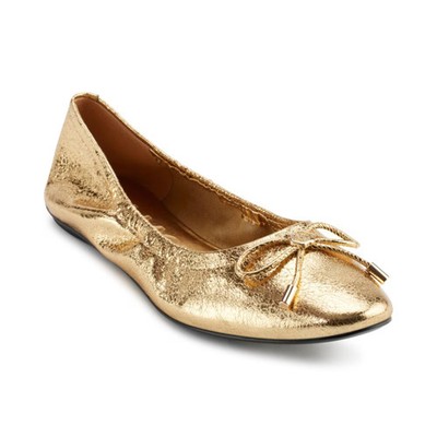 Women's Velma Almond Toe Ballet Flats Gold