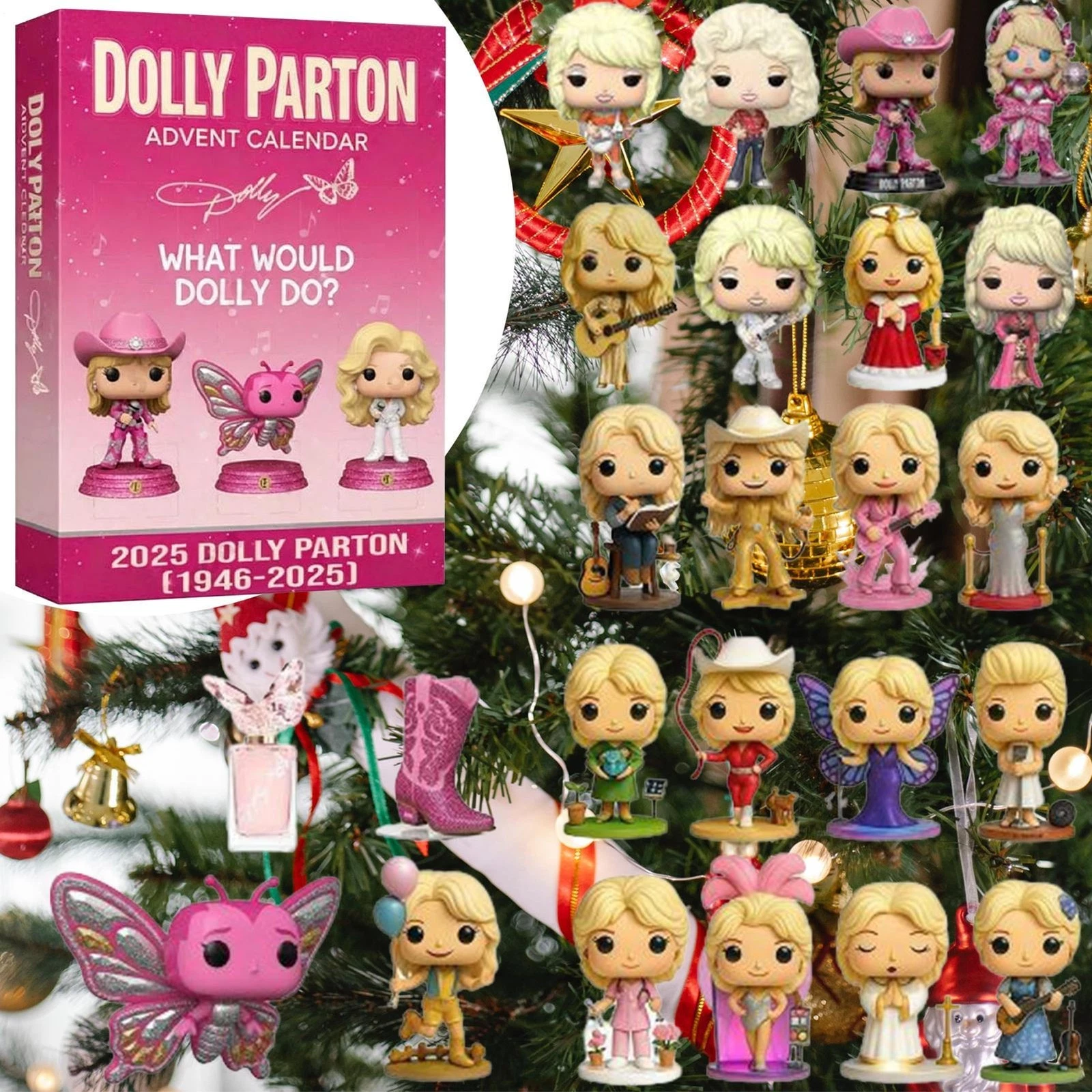 2025 Music Lover Christmas Advent Calendar Acrylic Dolly Parton 24 Days Decor