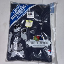 Fruit Of The Loom 1987 Sleeveless Shirt With Pocket NOS Size Small Navy Blue