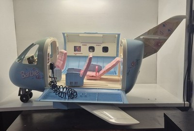 Barbie Jumbo Jet Airplane Playset 1999 Blue Plane w Seats Mattel  *Sound Works*