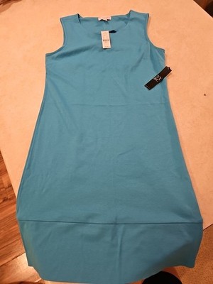 New York & Company Dress Blue Sleeveless Sheath Mini Tank Size Small Cotton