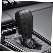 Leather Car Gear Shift Cover,Upgraded Anti-Slip Dust Waterproof Auto Black