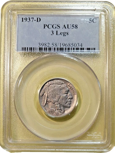 1937-D Three Leg Buffalo Nickel  PCGS AU58