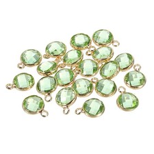 Crystal Birthstone Charm 9mm Dia, August Pendants Drop Bead Light Green 20Pcs
