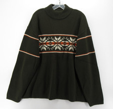 VINTAGE Aeropostale Sweater Men XL Green Nordic Fair Isle Snowflake Chunky NEW
