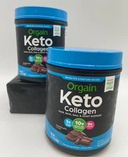 Orgain Keto Collagen Protein Powder w/MCT Oil, Chocolate, 14oz - BB 8/26, 2 Pack