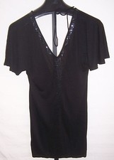 Armani Exchange Little Black Dress Sequin Knee Length Rayon Misses Size XS LBD