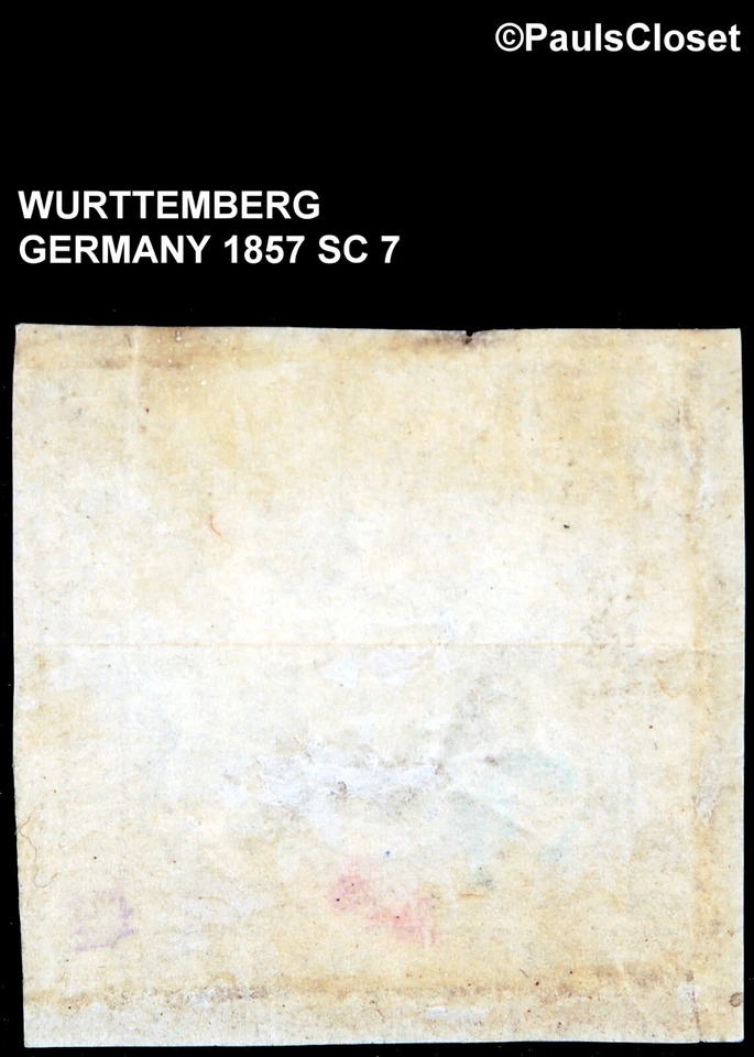 WURTTEMBERG 1857 SC 7 COAT OF ARMS 1k YELLOW BROWN IMPERFORATE MNG VERY FINE - Image 2 of 2