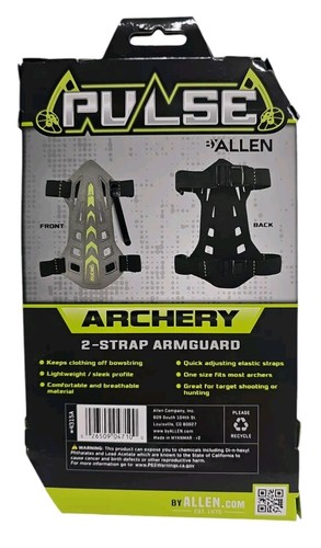 Pulse by Allen Archery 2-Strap Bow Armguard Adjustable Gray Lightweight Bow NIP - Picture 2 of 2