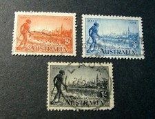 Australia  Stamp Scott#  142-144 Yarra Yarra Tribesman -Melbourne 1934  C543