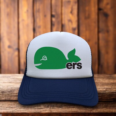 Hartford Whalers Mens Trucker Hat Navy Snapback Defunct Hockey - Main Image