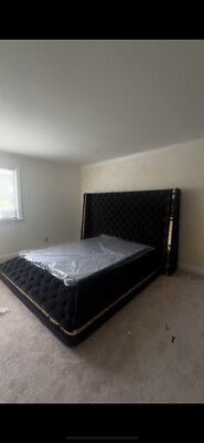 Black Queen Size Bed Frame with LED Lights