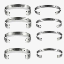 Inspirational Cuff for Women Girl Motivational Mantra Jewelry Bracelet Xmas Gift
