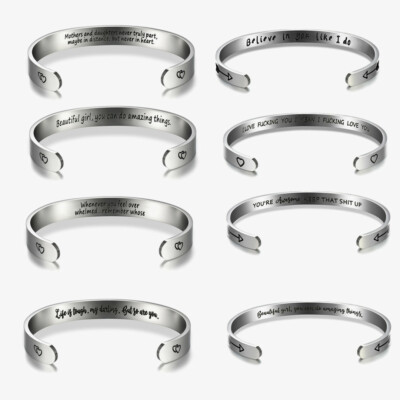 Inspirational Cuff for Women Girl Motivational Mantra Jewelry Bracelet Xmas Gift