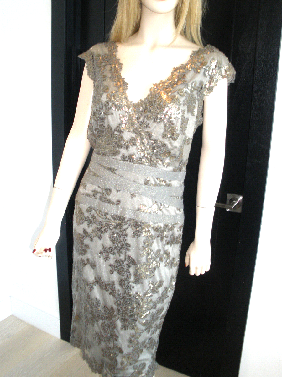 khaki sequin dress Cecy | Khaki Sequin High-Neck Maxi Dress With Cap Sleeves