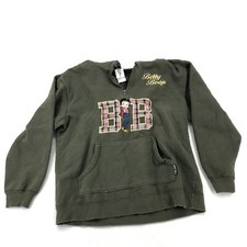 VTG Betty Boop Hoodie Womens Sz L Hooded Sweatshirt 1/4 Zip Front Pocket