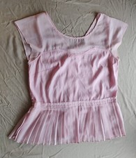 Sheer Pink Pleated American Eagle Dress Shirt Top Medium Girly Formal Pretty Zip