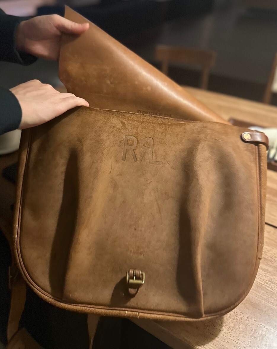 RRL Ralph Lauren Hand Made in USA Roughout Leather Mailbag | eBay