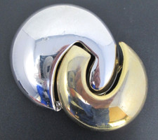 Womens Belt Buckle 1980s 1990s Y2K Silver Gold Interlocking Two Piece C
