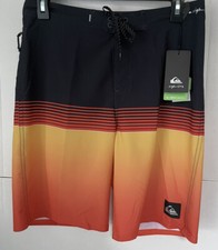QUICKSILVER High Line 4 way stretch board swim shorts stripe youth sz 29