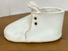 Vintage Ceramic Baby Bootie White Collectible Boots Shoes Blank Bisque Decor Art