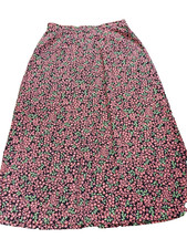 Vtg Sag Harbor Pretty Peasant Skirt Black Pink Green Floral EUC A-line L 32" W