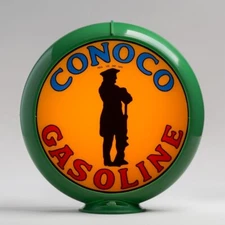 Conoco Minuteman Gas Pump Globe 13.5" in Green Plastic Body (G119)
