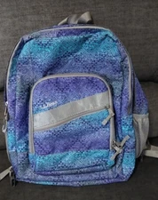 L.L.Bean Deluxe Book Backpack Purple Teal Geometric ID 505445 W/ Tech Pocket