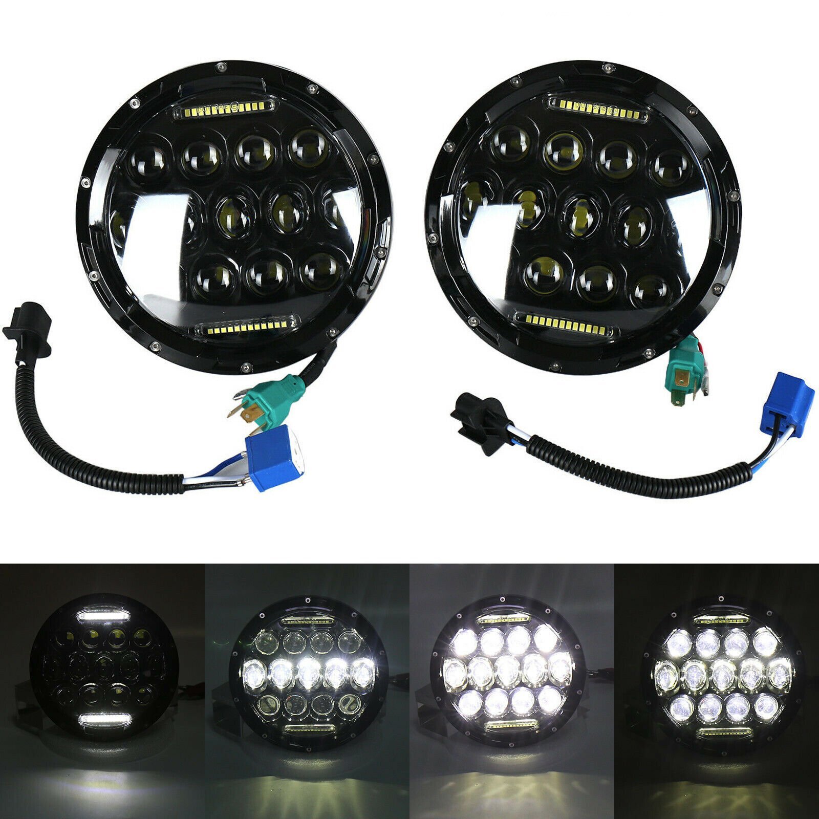 2x 7 Round Led Headlights Hi Lo Beam Wdrl For 65 85 Toyota Land 