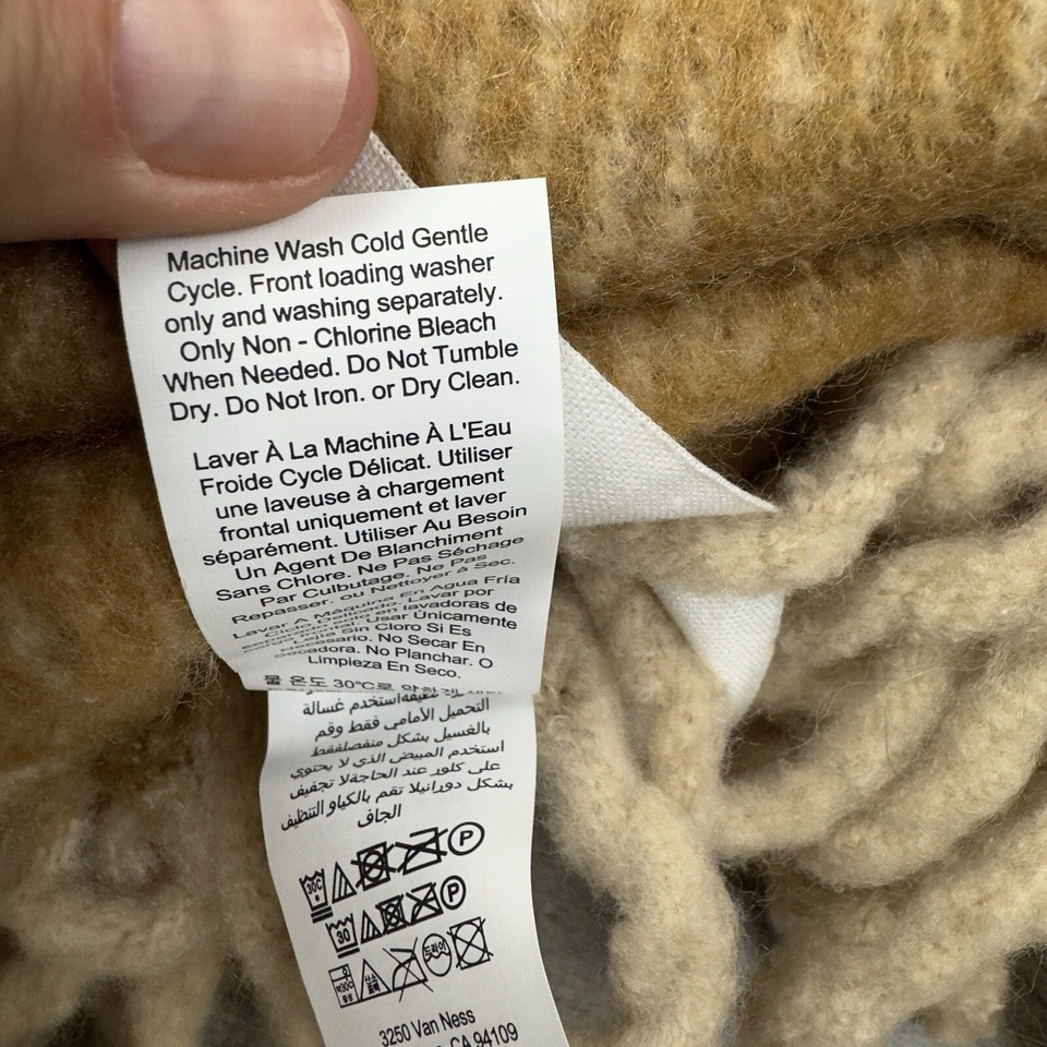 Pottery Barn Hayes Faux Mohair Throw Blanket 50”x60” Camel Tan NWOT eBay