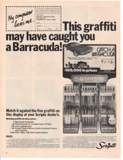 Vintage Print advertisement ad Car 1970 Graffiti catch a Barracuda Scripto Pen