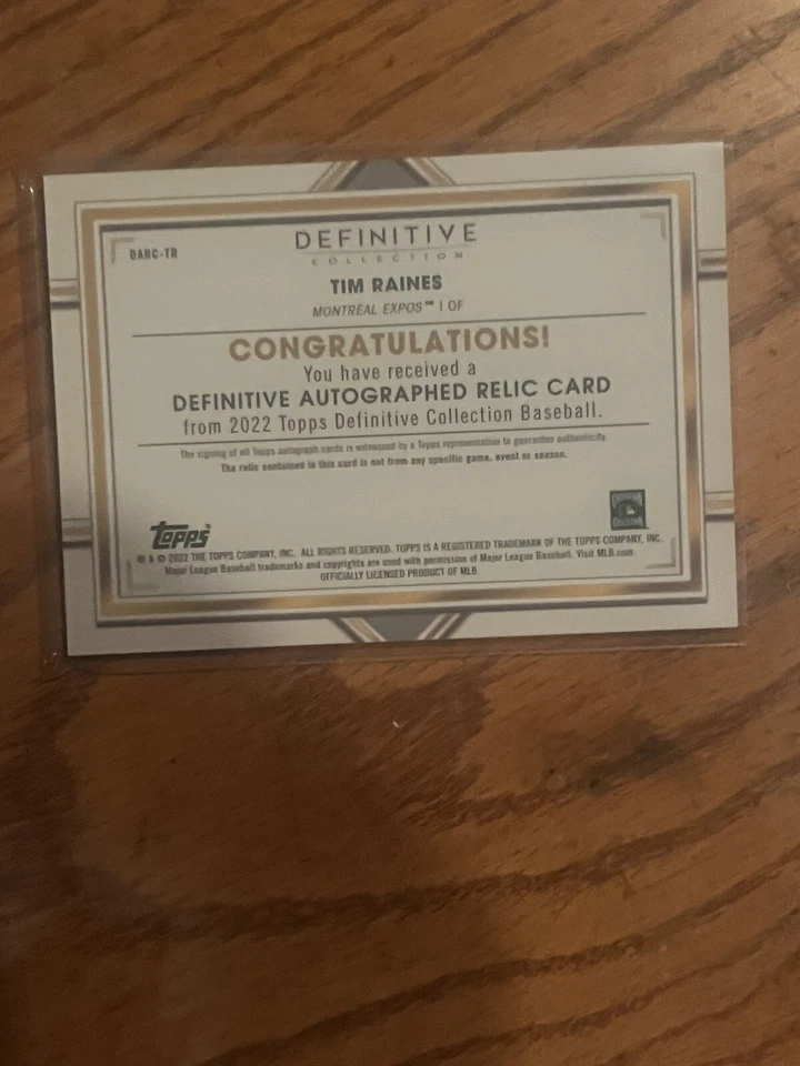 2022 Tim Raines Auto/bat 05/40 - Image 2 of 2