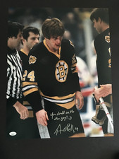 TERRY O'REILLY AUTOGRAPHED 16 x 20 BLOODIED PHOTO W/INSCR J.S.A. AUTHENTICATED