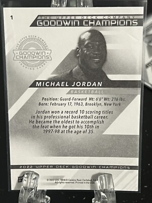 MICHAEL JORDAN 2022 Upper Deck Goodwin Champions #1 | eBay