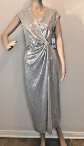 John Meyer Studio Silver Sparkling Gown Size 6P - Picture 1 of 10