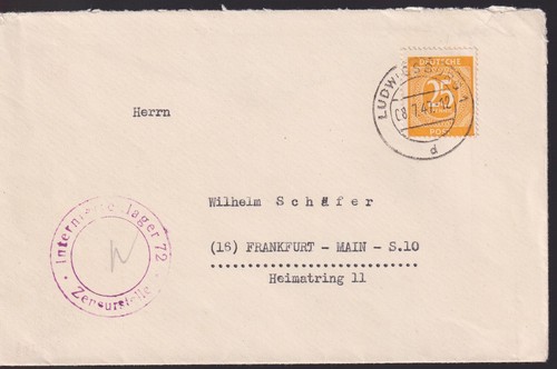 Gemeinsch.Ausg. Mi. 927 Ludwigsburg (Lager), 8.7.47, Lagerzensur - 第 1/2 張圖片