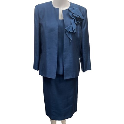 Kasper Womens Iridescent Navy Blue Piece Suit Size 12 SKU