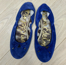 Sam Edelman Felicia Ballet Flat Blue Suede Womens Size 6 M Leather Slip On Shoes