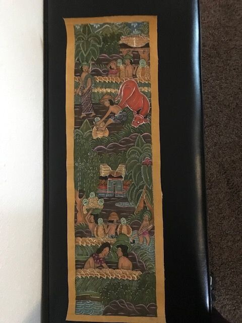 VTG Bali Indonesia Original Painting on Canvas Village Scene