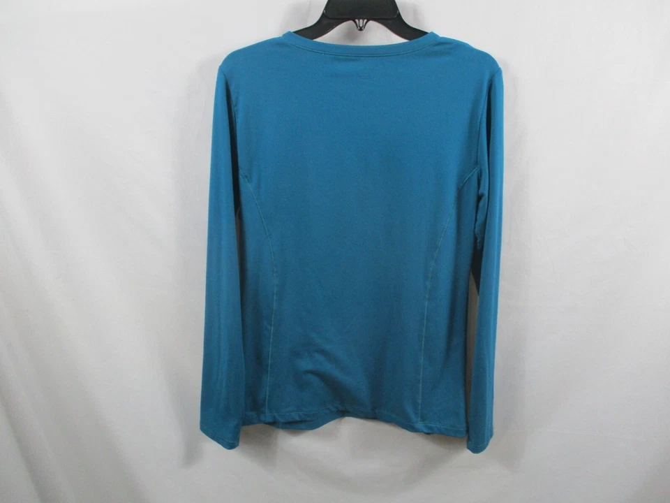 BCG Mujer Camisa Grande Azul Manga Larga Cuello en V Pullover Atlético Poliéster Foto 4 de 4