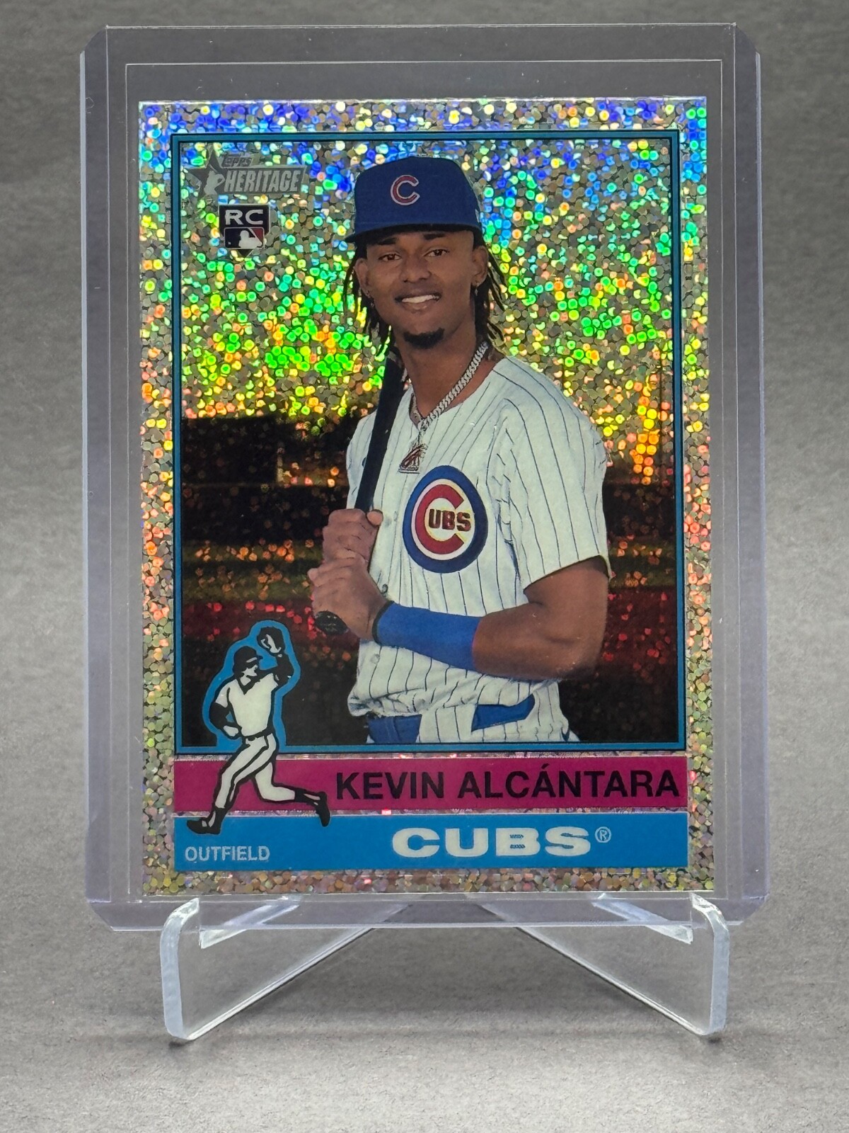 Kevin Alcantara RC 2025 Topps Heritage #353 Chrome Variation Silver Sparkle Cubs