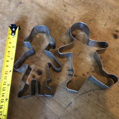 Vintage Stahl Lebkuchen Mann & Frau Ausstechformen groß 6''