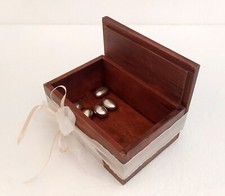 SCATOLA SVUOTATASCHE ARTIGIANALE IN LEGNO MARRONE CON COPERCHIO - 15X10X6,5 CM