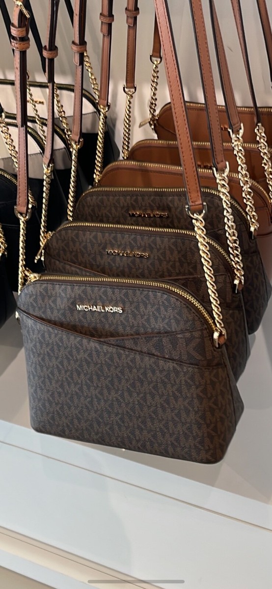 Michael Kors Jet Set Travel Medium Dome Crossbody Signature MK Bag